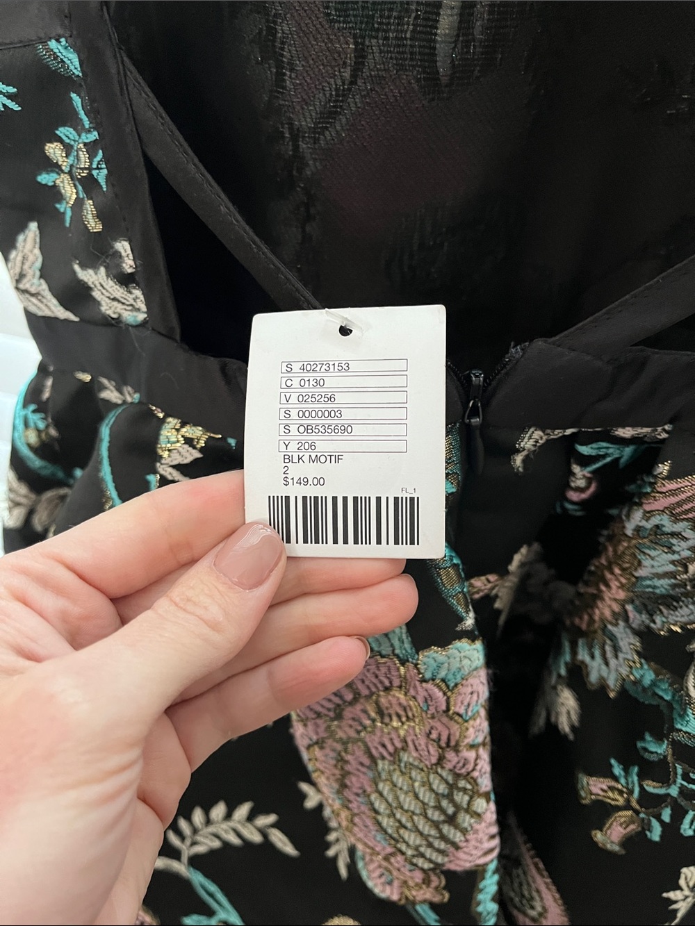 Kimchi Blue Black Floral Embroidered Strappy Fit-and-Flare Dress - Picture 4 of 5